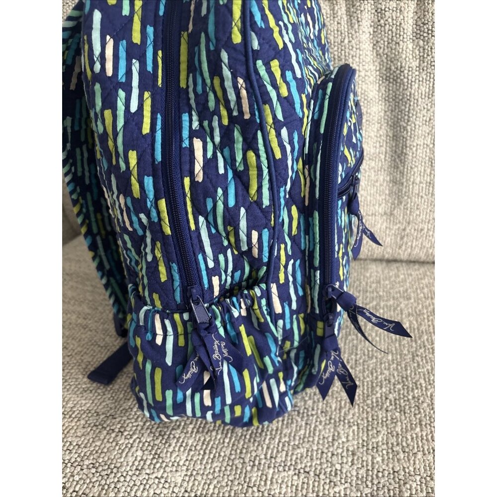 Vera Bradley Large Blue Campus Backpack Laptop Bag Katalina Showers 17”H x 12”w - Picture 5 of 10
